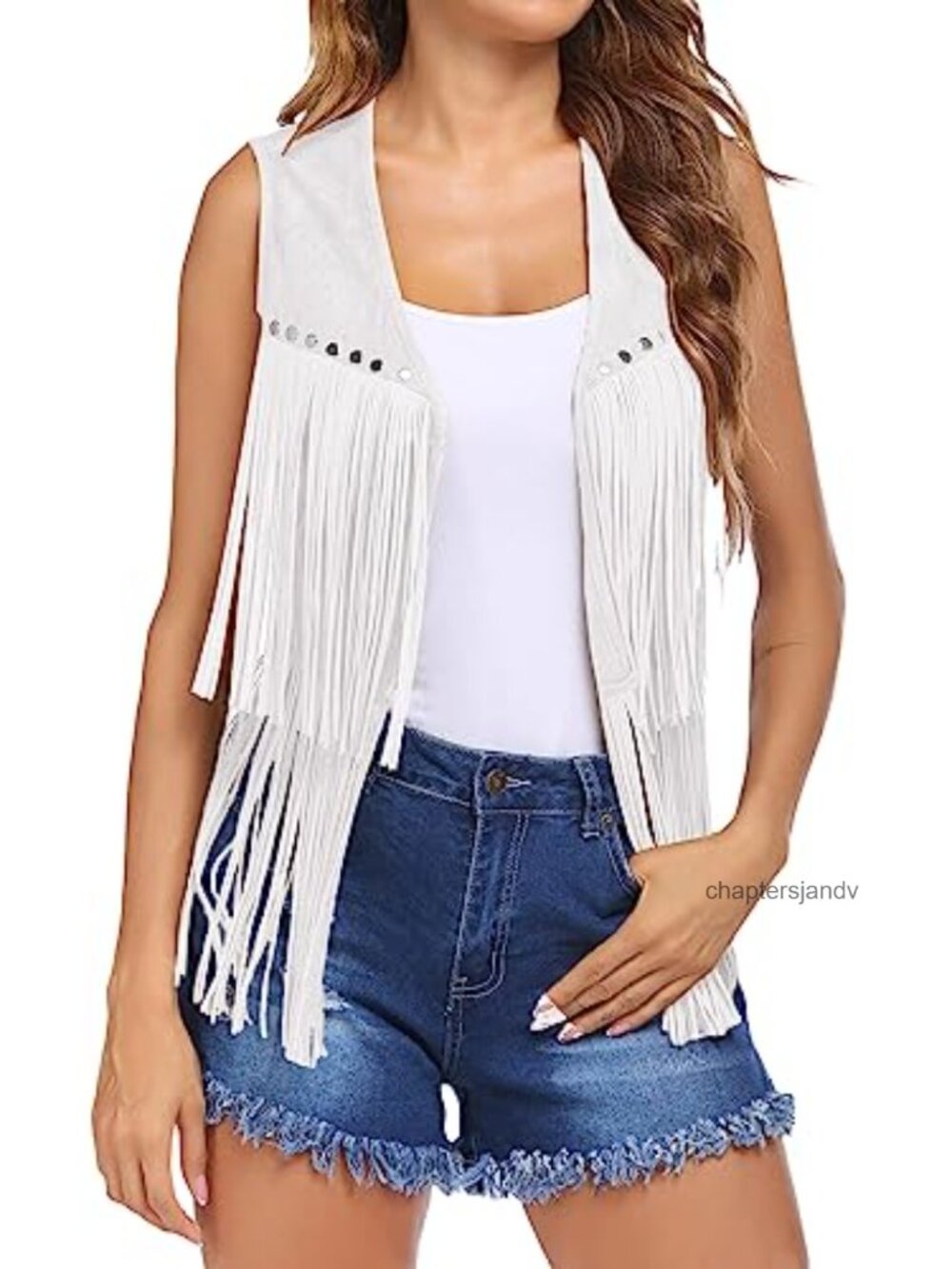 Faux Suede Fringe Vest 70s Hippie Cowgirl Sleeveless Western Cardigan